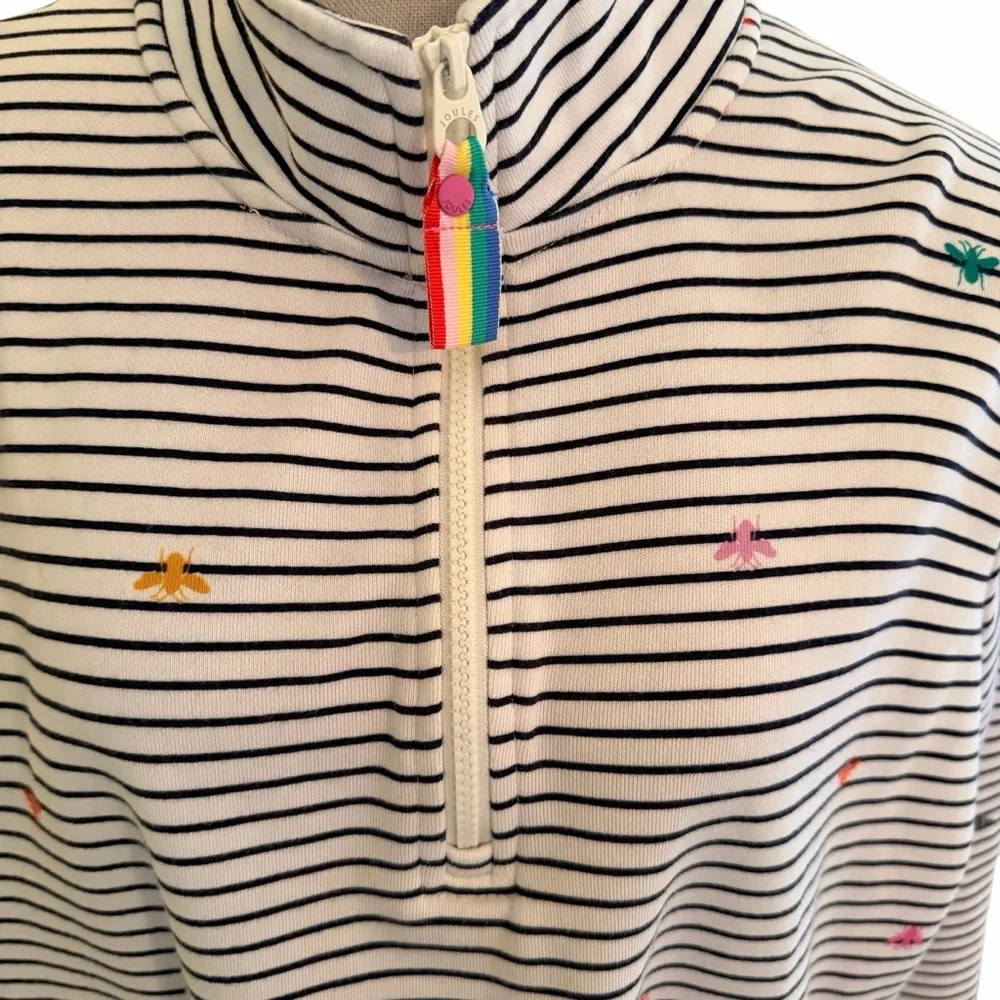 Joules Pip Print Half Zip Sweatshirt in Rainbow Bee Stripe Pattern 18 - Picture 3 of 13